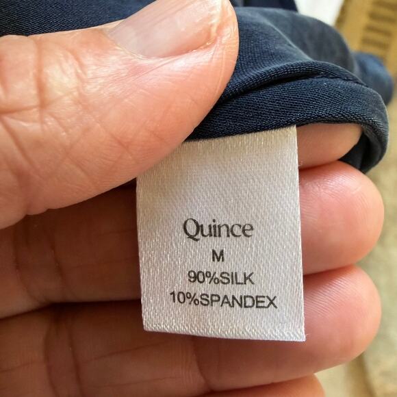 QUINCE Washable Silk Stretch Blouse Lot of 2 – Navy & Fuchsia, Size M - Picture 5 of 11